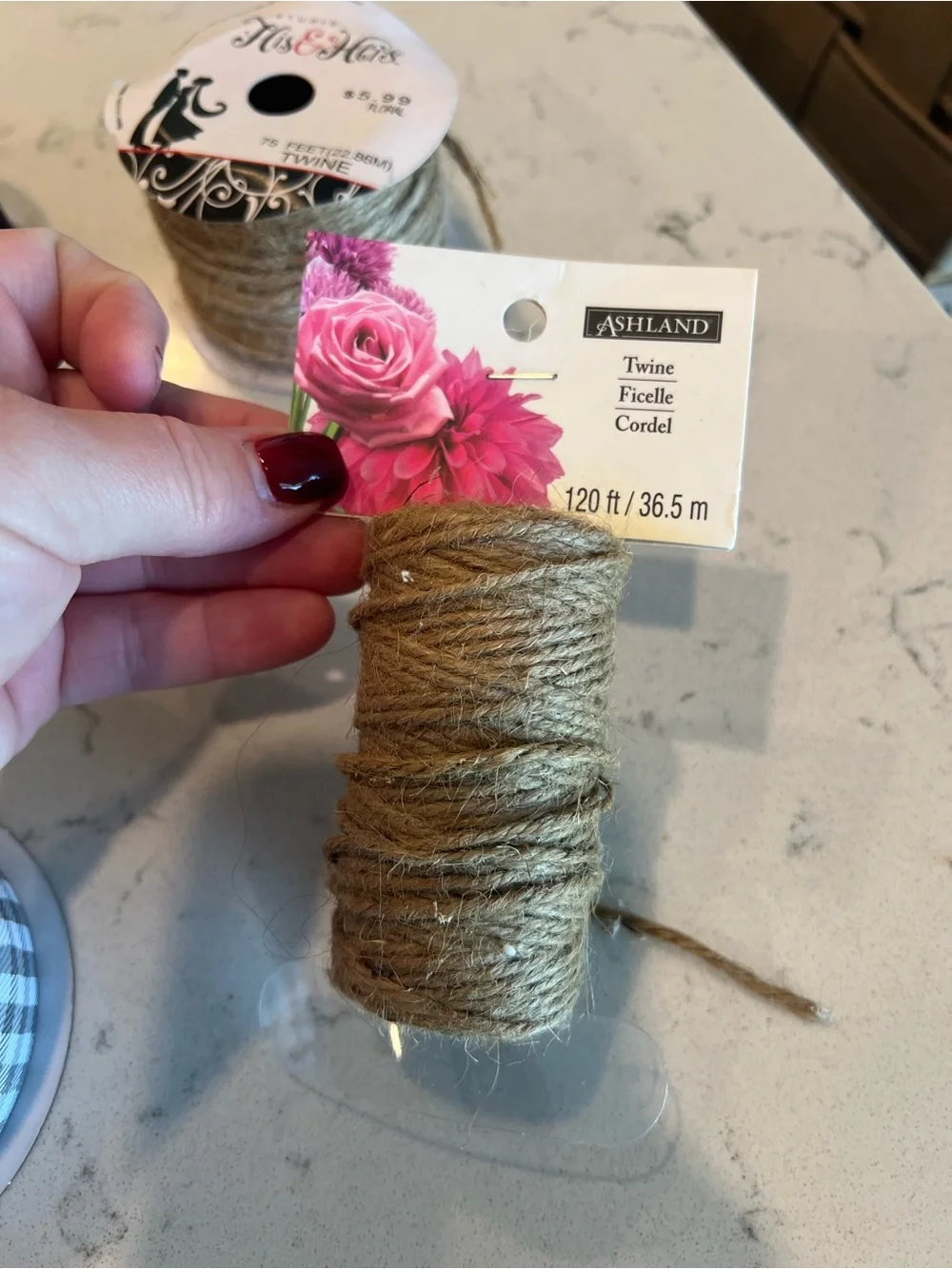 Assorted Black Ribbon, Gray Gingham Ribbon and Twine Bundle